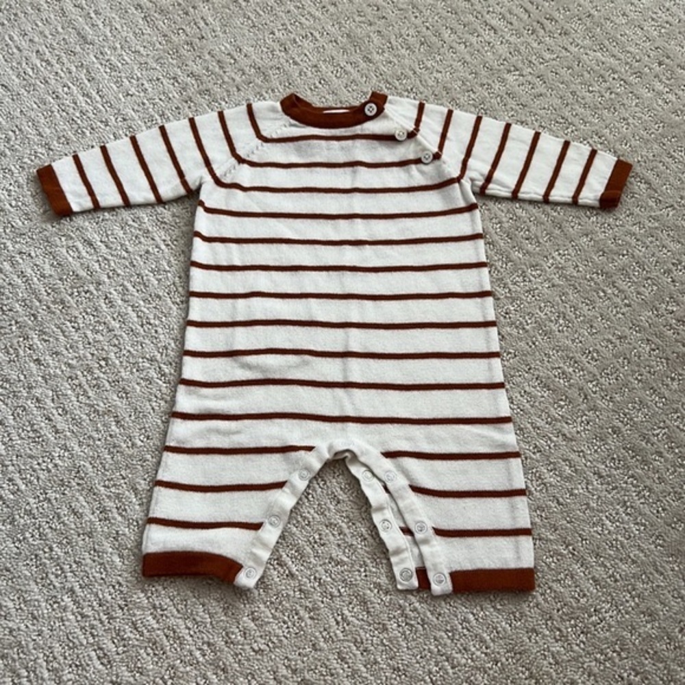 Angel Dear Knit Romper Rust Stripes 0-3m